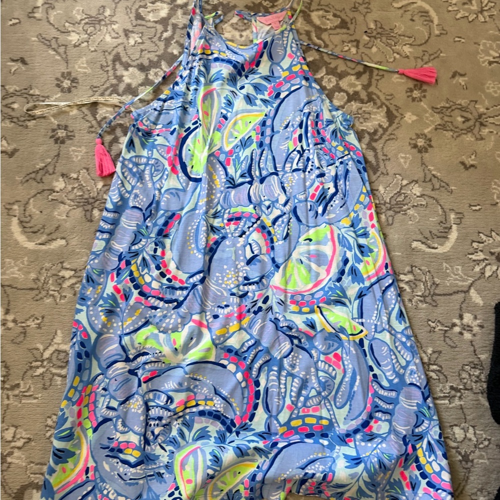 Lilly Pulitzer Blue Multi Print Halter Dress